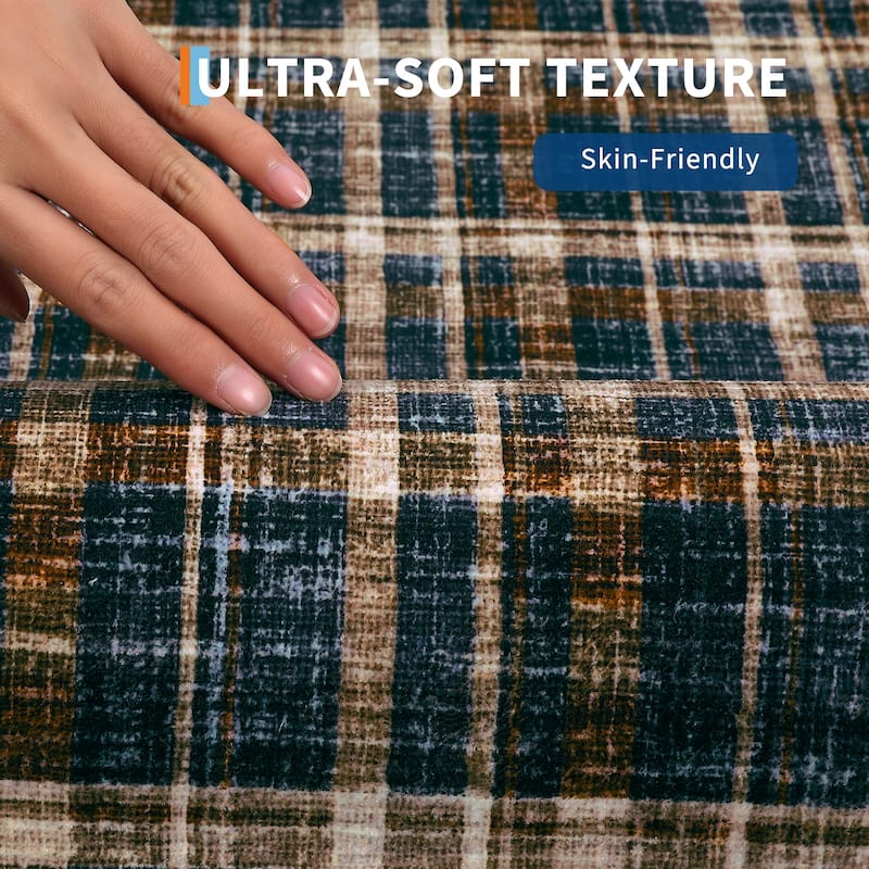Garvee Timeless Check Washable Area Rug