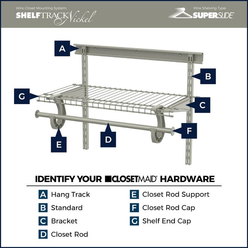 ClosetMaid ShelfTrack 60-96 Inch Wide Adjustable Closet Organizer