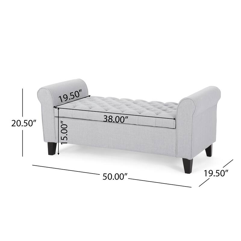 Christopher Knight Home Keiko Contemporary Rolled Arm Fabric Storage Ottoman Bench - 50.00" L x 19.50" W x 20.50" H