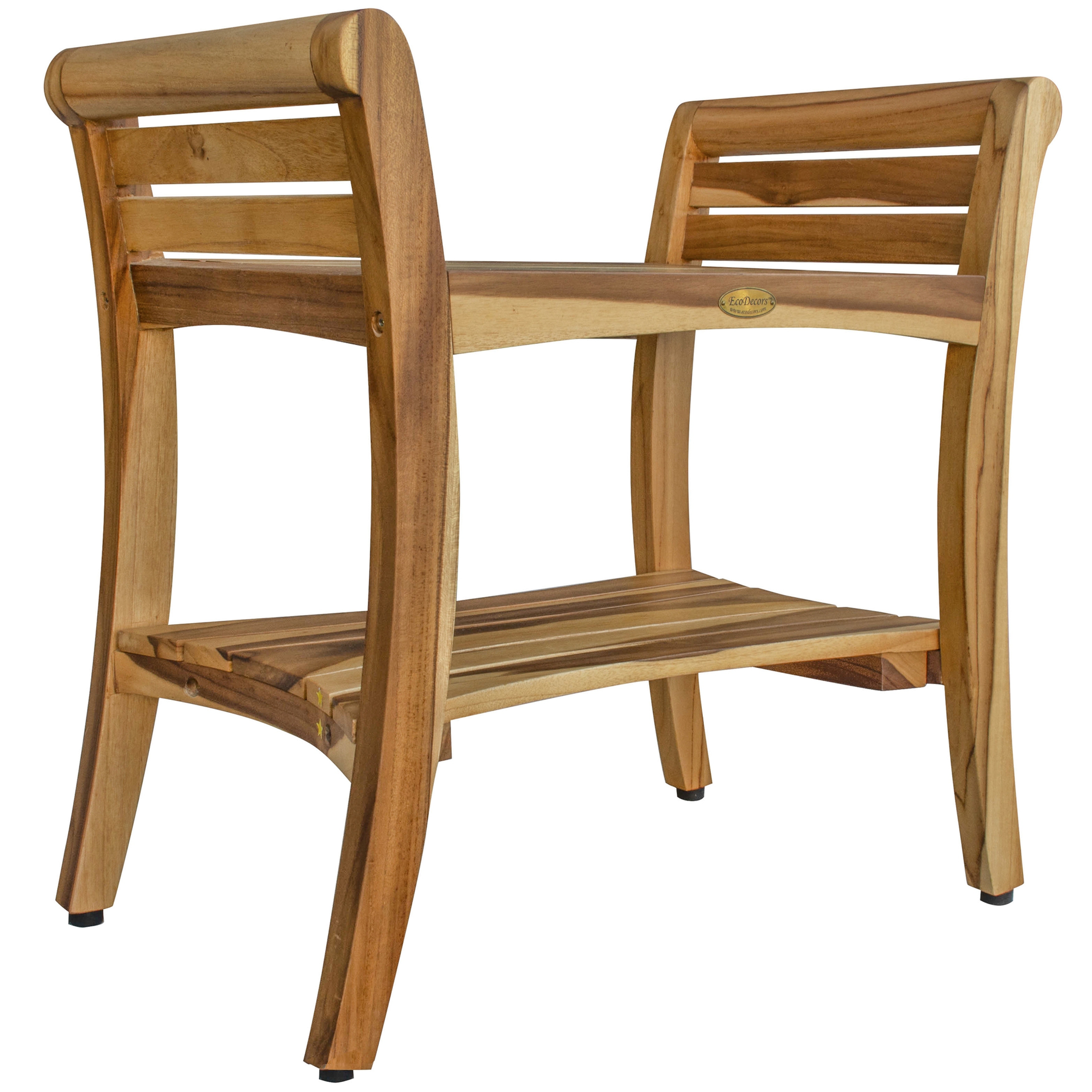 EcoDecors Symmetry EarthyTeak 24" Teak Shower Bench, LiftAide Arms