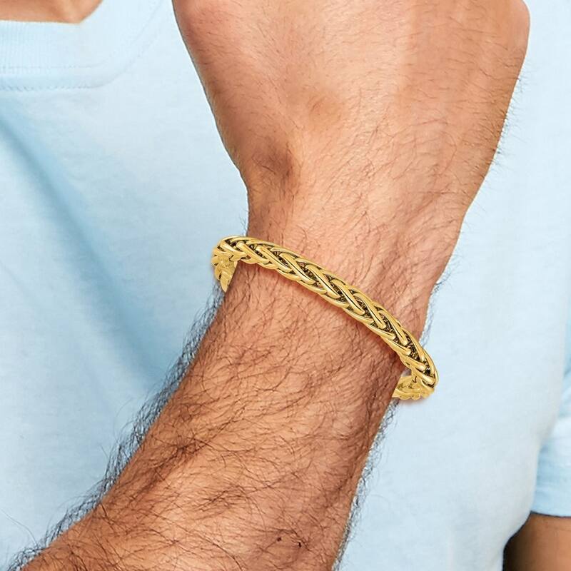 Curata 6mm 14k Yellow Gold Fancy Woven Link Bracelet 7.5 Inch