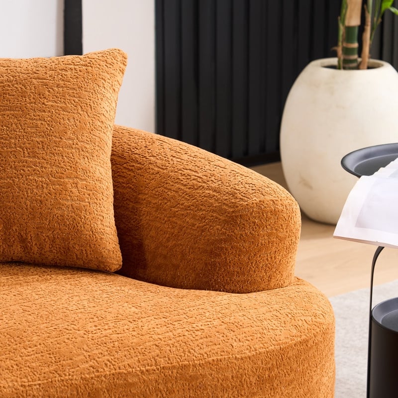 Curved Loveseat Full Compression Sponge Sofa, Chenille Fabric