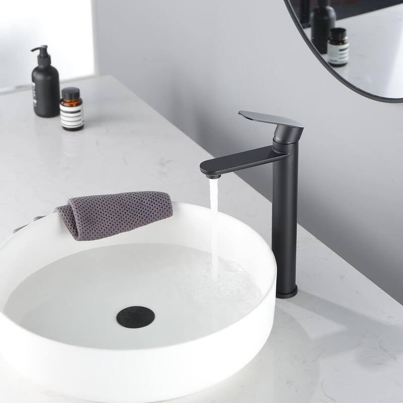 Single Hole Bathroom Vessel Faucet 1 Handle Bathroom Vessel Sink Faucet Modern Basin Vanity High Tall Taps Not Included Drain