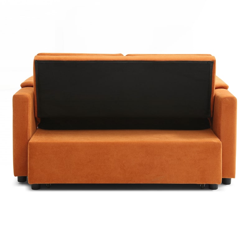 55" Velvet Two Seater Pull Out Sofa Bed, Adjustable Backrest With USB Ports, Two Side Pockets