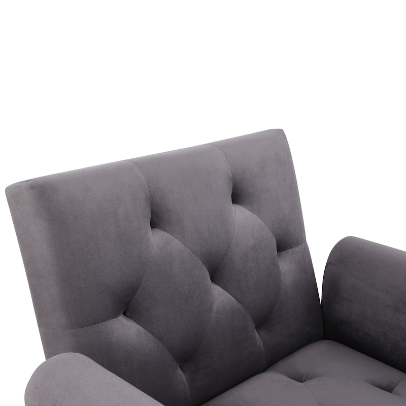 HOMCOM 2-In-1 Chaise Lounge Chair with Thick Padding, Adjustable Backrest, and Wooden Legs