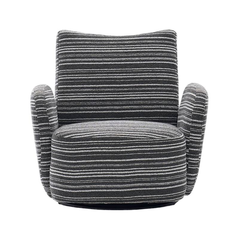 Swivel Striped Accent Chair with Metal Base, Modern Arm Chair for Living Room, Fabric Club Single Sofa Chair