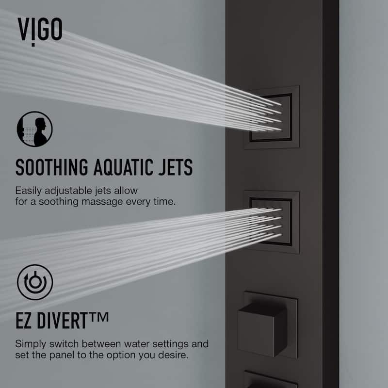 VIGO Sutton 58" H x 5" W 4-Jet Shower Panel with Square Shower Head