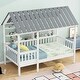 preview thumbnail 3 of 5, Wood Twin Size House Bed with Roof /Guardrail and Shelves