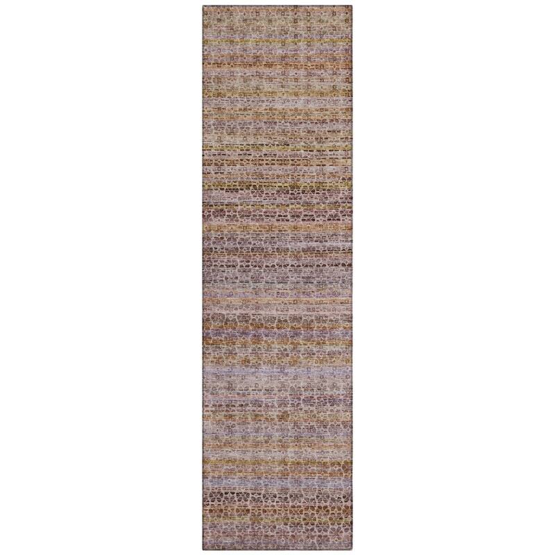 Machine Washable Indoor/Outdoor Transitional Striped Chantille Rug