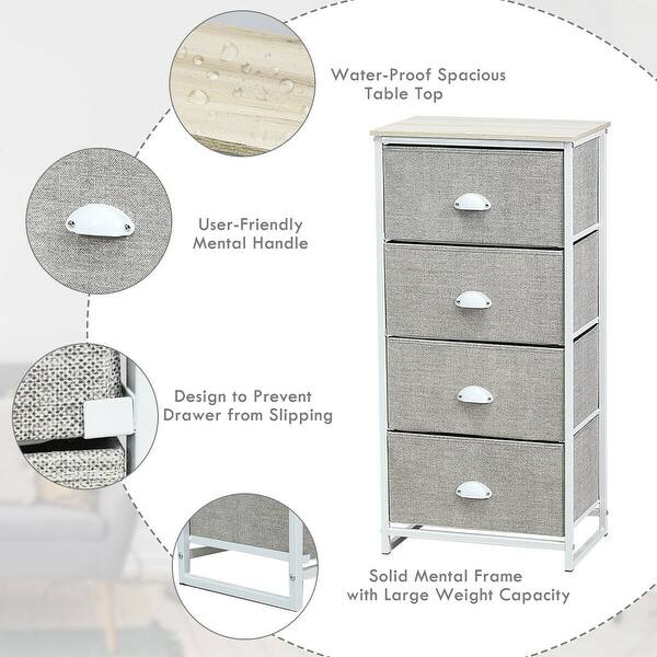 Shop Gymax 4 Drawers Dresser Chest Storage Tower Side Table