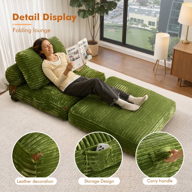 HOOOWOOO Modern Upholstery Fabric Folding Sofa Couch