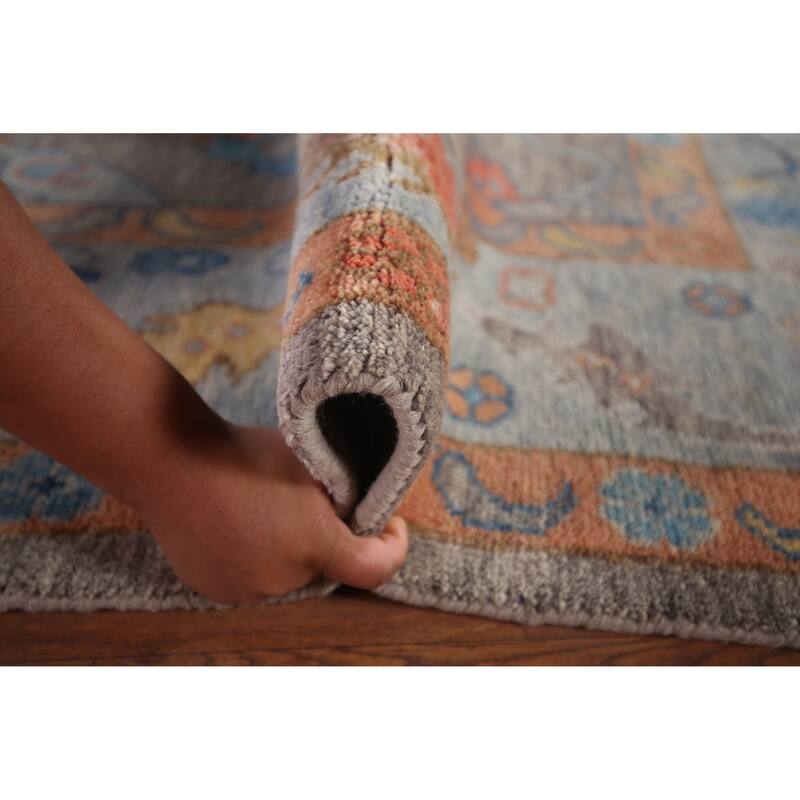 Gray Oushak Indian Area Rug Handmade Wool Carpet - 8'7"x 12'3"