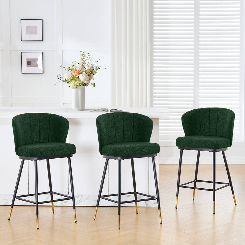 26" Boucle Fabric Counter Height Bar Stools, Set of 2/3/4 - 35.83"H x 22"W x 20.28"D