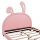 preview thumbnail 7 of 31, Rabbit Themed Platform Bed Full Size PU Leather Upholstered Bed with Sturdy Pinewood Frame and Slatted Support