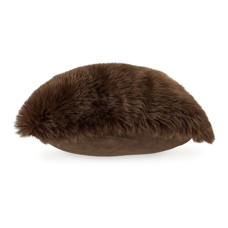 Throw Pillow Set of 4, 20 Inch, Faux Fur Polyester, Plush Textured Brown