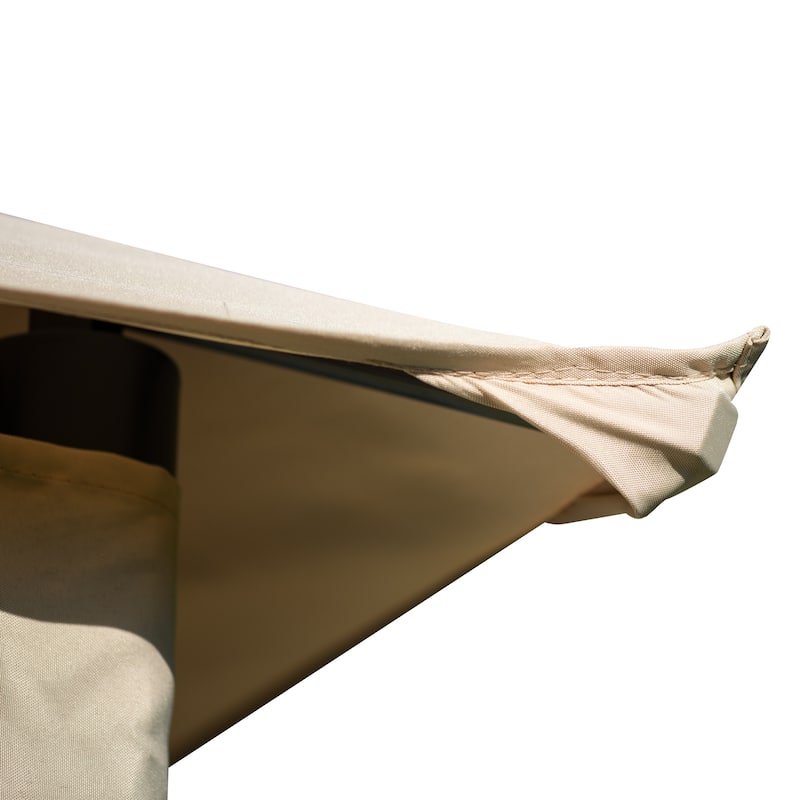 127"W x 127"D Square Quality Double Tiered Grill Canopy, Outdoor BBQ Gazebo Tent with UV Protection, Beige