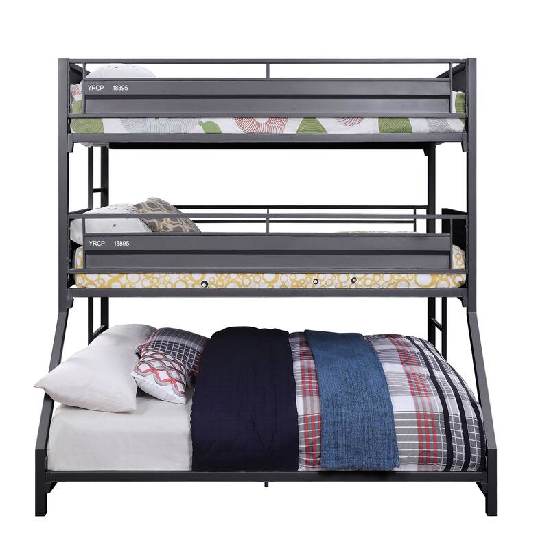 Kamloops Gunmetal Twin over Twin over Full Triple Bunk Bed