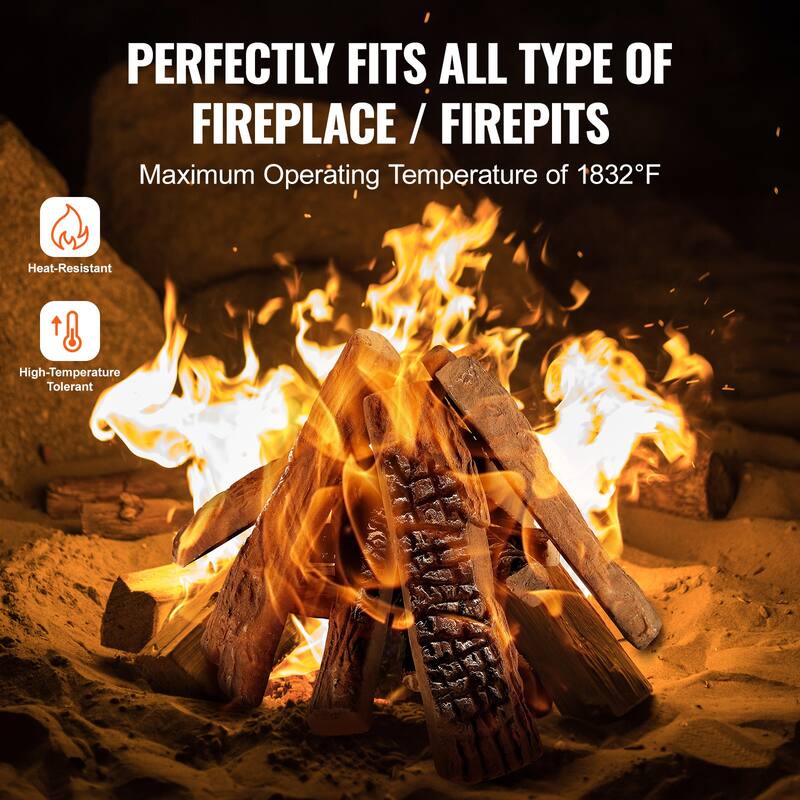 Logs, Gas Fireplace Ceramic Logs for Fire place, Heat-Resistant Wood Log Gas Realistic Logs, Stackable Wood Branches