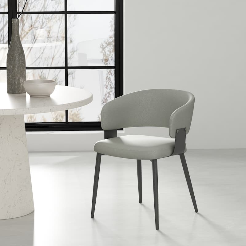 Manhattan Comfort Luce Stone Grey Textured Leatherette Dining Chair - Grey - Single