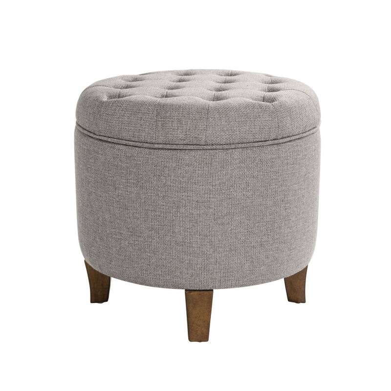 Carson Carrington Hare Button-tufted Round Storage Ottoman