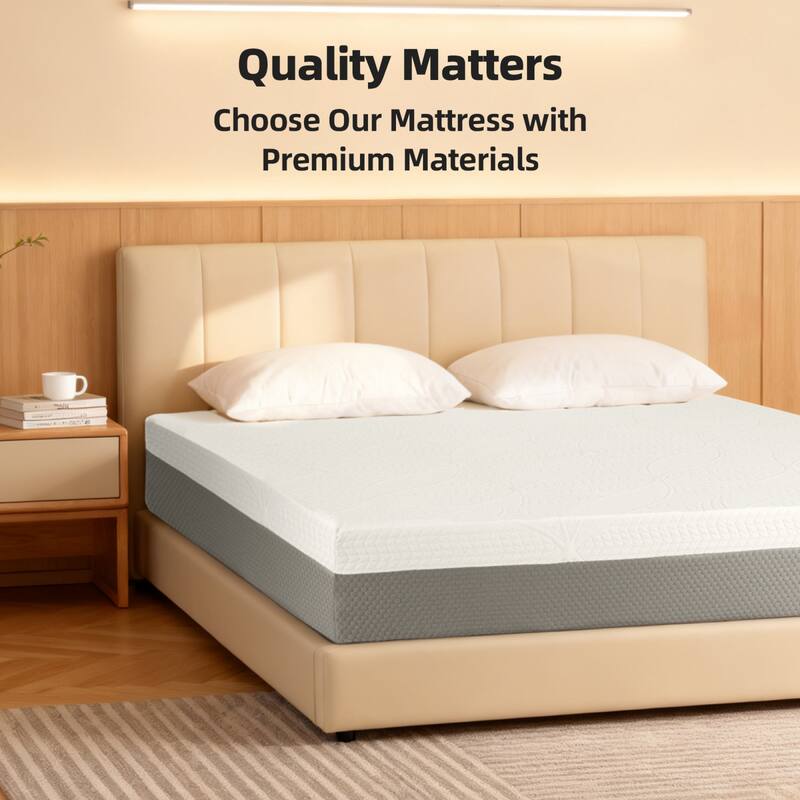 Roomfitters 12 Inch King Size Mattress, High Density Memory Foam Bed in a Box for Pressure Relief & Motion Isolation, White