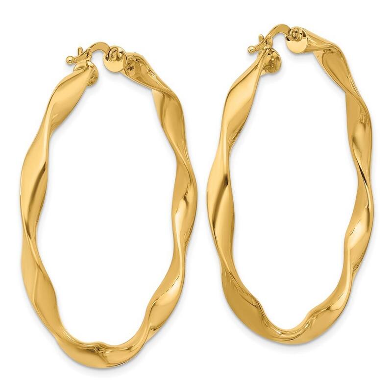 Curata 14k Yellow Gold 47.8x47.5mm Large Twisted Hoop Earrings