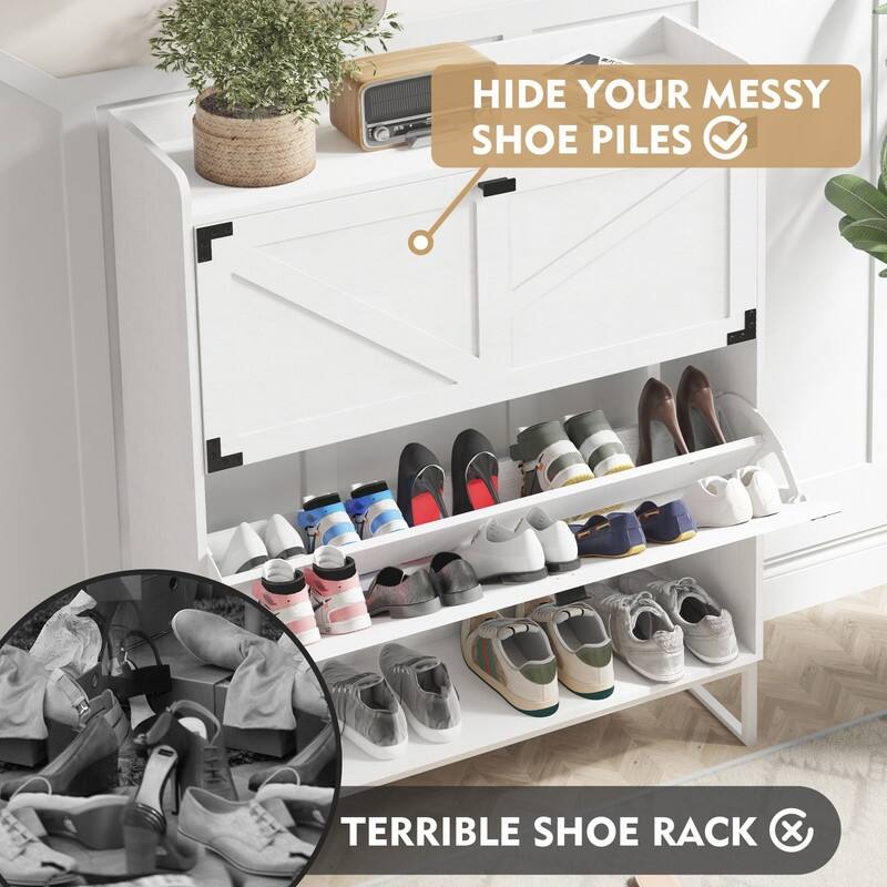 Shoe Cabinet with 2 Flip Drawers Shoe Storage Cabinet for Entryway Freestanding