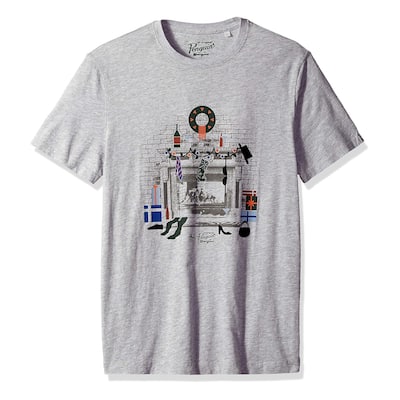 Original Penguin Mens Fireside Chats Graphic T-Shirt, Grey, Small