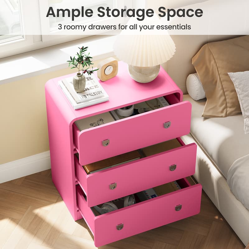 Painted 3-Drawer Nightstand for Bedroom