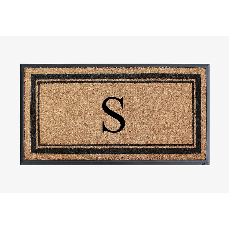 A1HC Picture Frame Natural Rubber & Coir Large Monogrammed Doormat 24"x48" - S