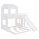 preview thumbnail 35 of 44, Playhouse-inspired Style Twin Over Full Wooden Bunk Bed,Loft Bed with Playhouse,Farmhouse, Ladder, Slide and Guardrails