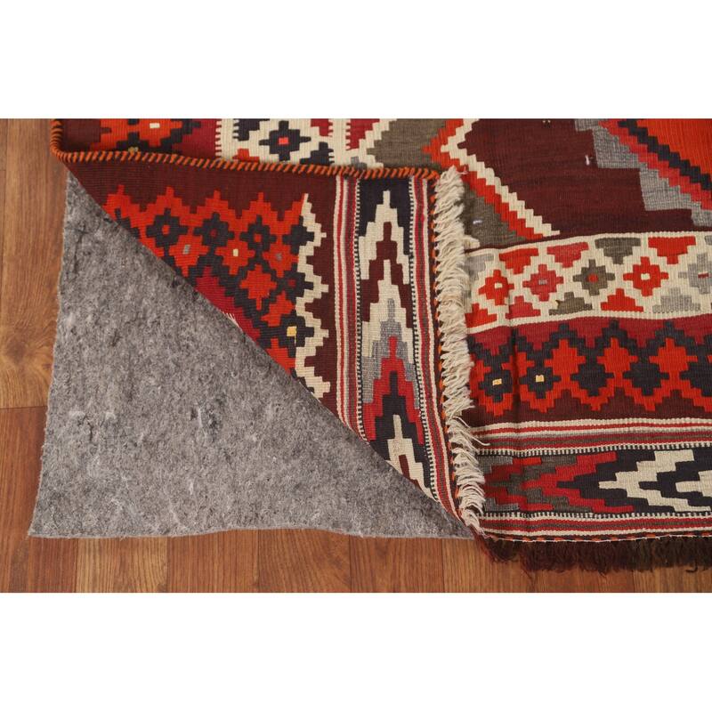 Geometric Kilim Shiraz Persian Area Rug Hand-Woven Wool Carpet - 4'9" x 8'4"