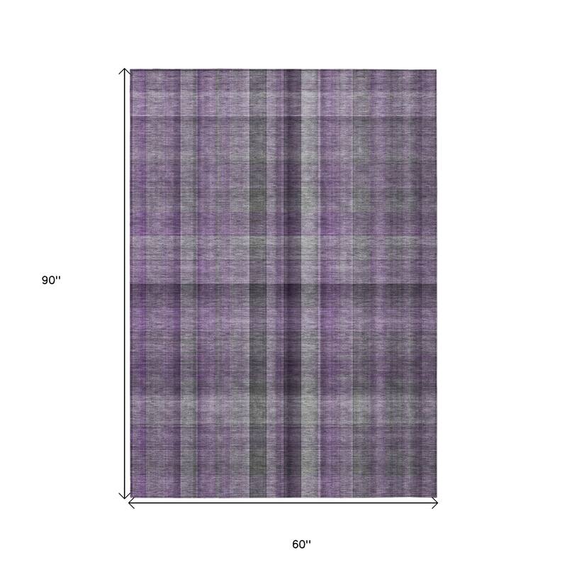Hasi Plaid Weather Resistant Blended Style Outdoor Rug