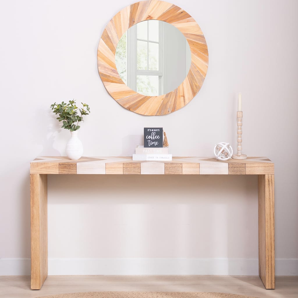 Modern Console Table with Chevron Patterned Top