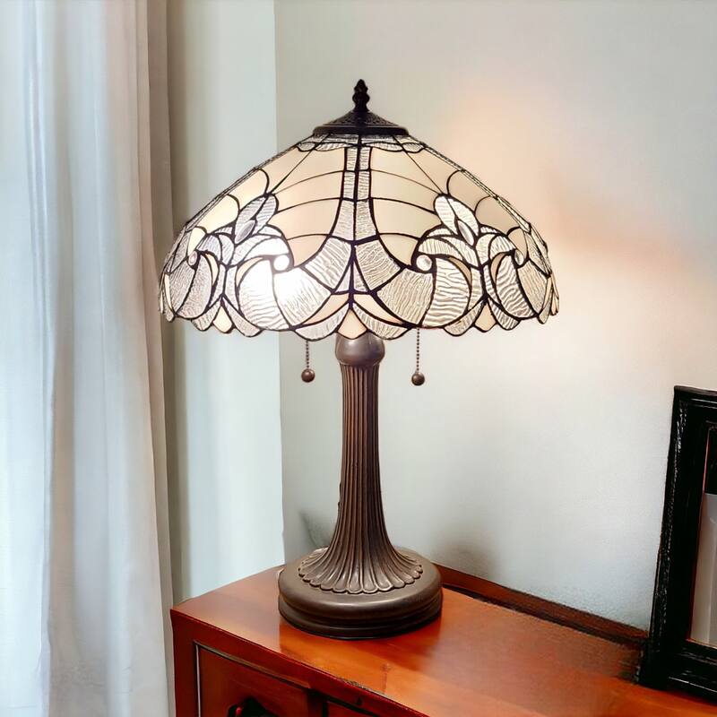 Dark Brown Two Light Table Lamp with Candlestick Base and Shade - 12" x 21" x 24" - Dark-Brown