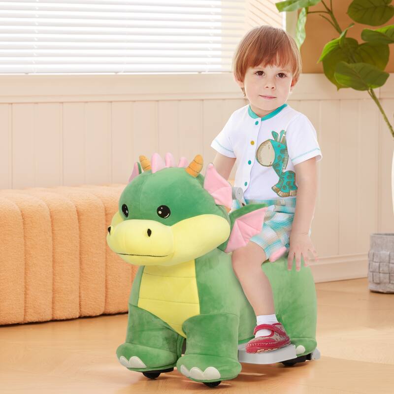 6V Triceratops Shaped Ride-On Toy for Toddlers, Battery-Powered Electric Animal Car with Music, PU Wheels, for Boys & Girls