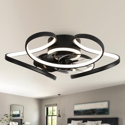 Bella Depot 22“ Low Profile Ceiling Fan with Dimmable Light, 6-Speed Reversible Flush Mount Ceiling Fan with APP Control