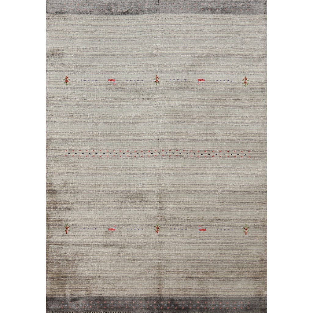 Tribal Animals Gabbeh Indian Rug Hand-Knotted Wool Carpet - 4'0" x 5'10"