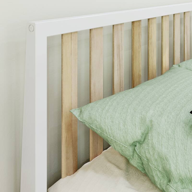 Max and Lily Scandinavian Queen-Size Bed with Slatted Headboard