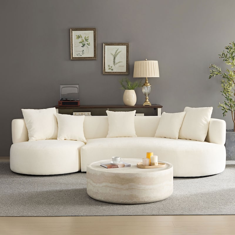Modern 2 in 1 Sectional Curved Rotatable Sofa Couch, Swivel 360° Comfy 4-Seat Upholstered Sofa