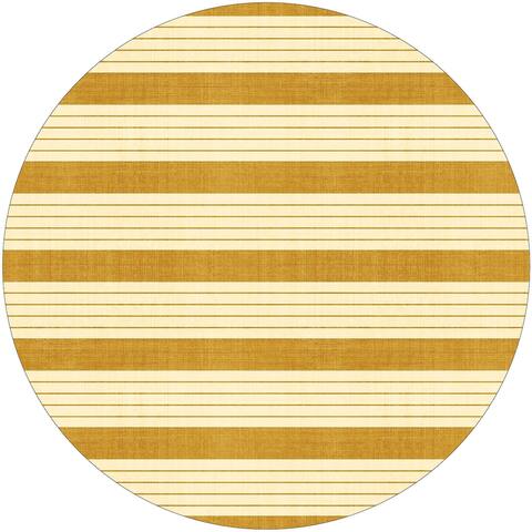 TICKING STRIPED GOLD Outdoor Rug By Becky Bailey