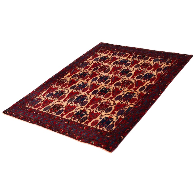 ECARPETGALLERY Hand-knotted Melis Vintage Cream, Red Wool Rug - 5'6 x 7'2