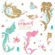 preview thumbnail 1 of 1, RoomMates Gold & Blue & Pink Mermaid Wall Decals With Gltter