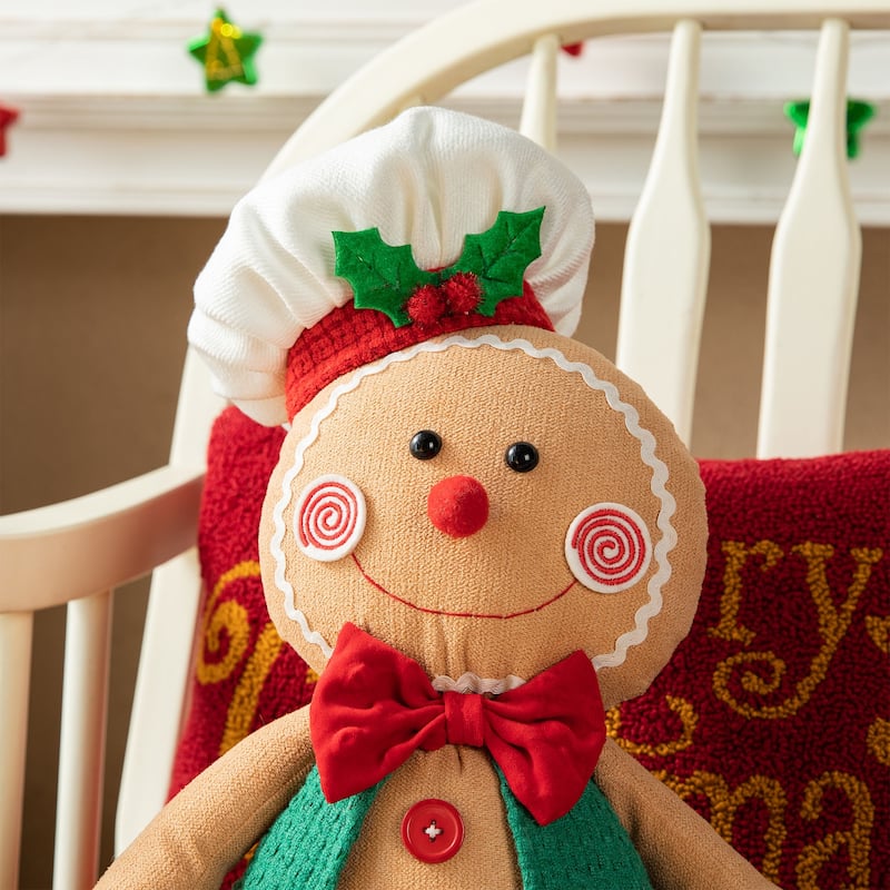 Glitzhome 39"H Telescoped Fabric Christmas Gingerbread Man Home Decor