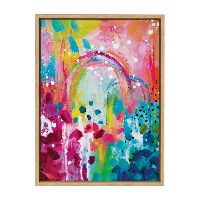 Kate and Laurel Sylvie Rainbows Framed Canvas by Rachel Christopoulos - 18x24 - Plastic - Natural