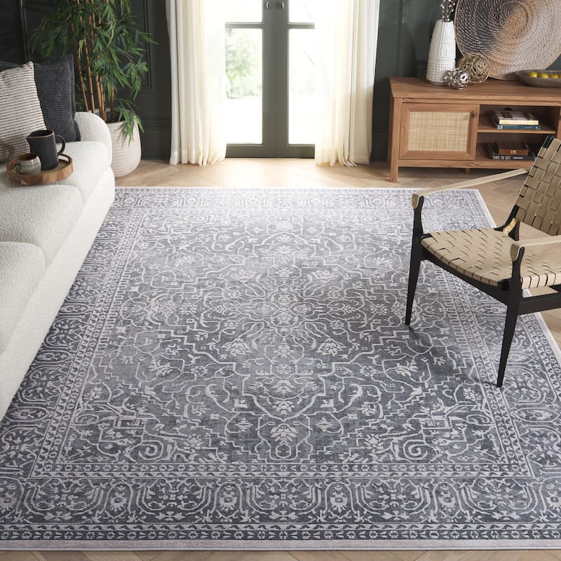 SAFAVIEH Reflection Elzada Oriental Rug - 12' Square - Dark Grey/Cream