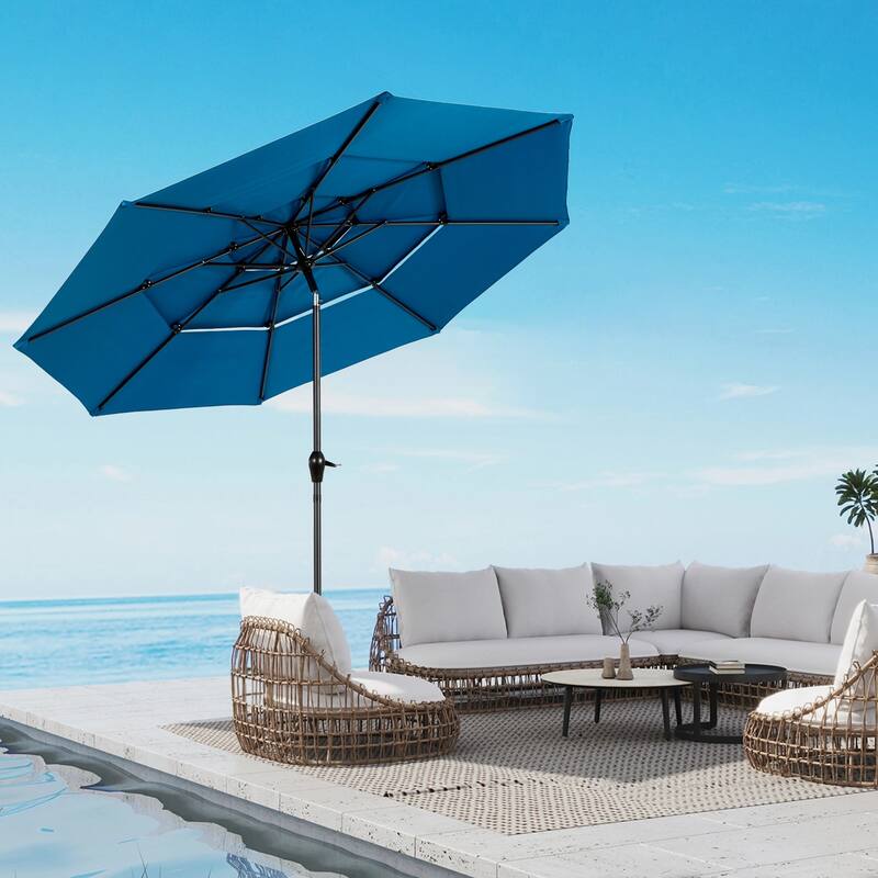 Topcraft 10ft Aluminum 3 Tier Tiltable Market Umbrella