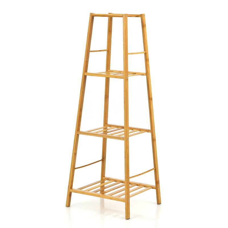 Costway Bamboo Tall Plant Stand Pot Holder Display Shelving Unit - 14.5'' x 13.5'' x 39''