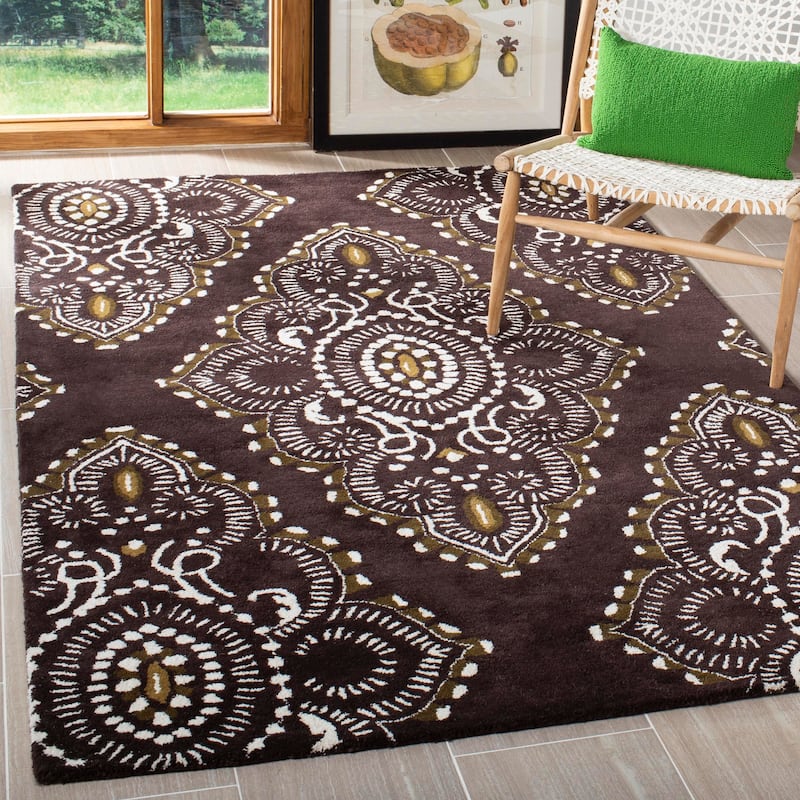 SAFAVIEH Handmade Wyndham Geanina Modern Wool Rug - 5' x 8' - Brown/Ivory