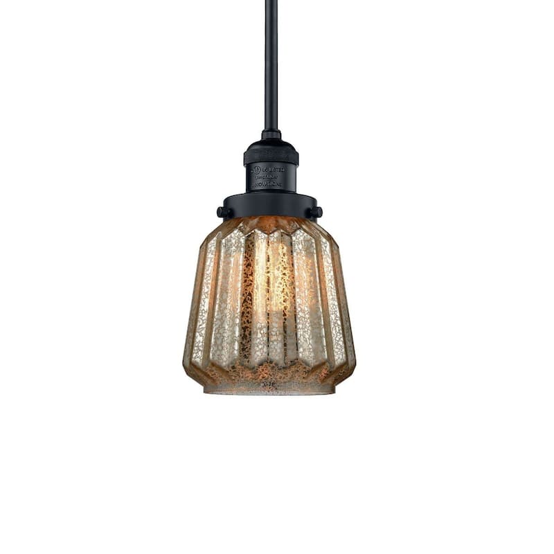 Innovations Lighting Chatham Single Light 6" Wide Mini Pendant with - Matte Black / Mercury Plated